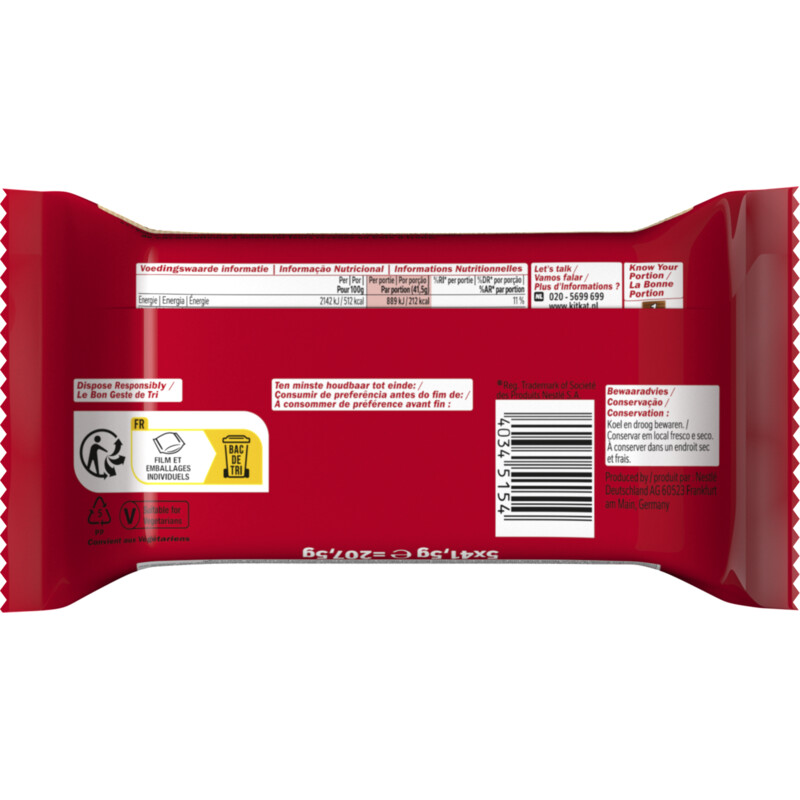 Een afbeelding van Kitkat Melkchocolade reep 5-pack