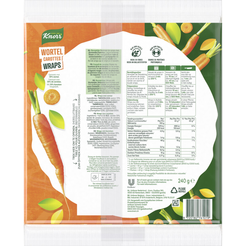 Een afbeelding van Knorr Wortel wraps met 35% wortel