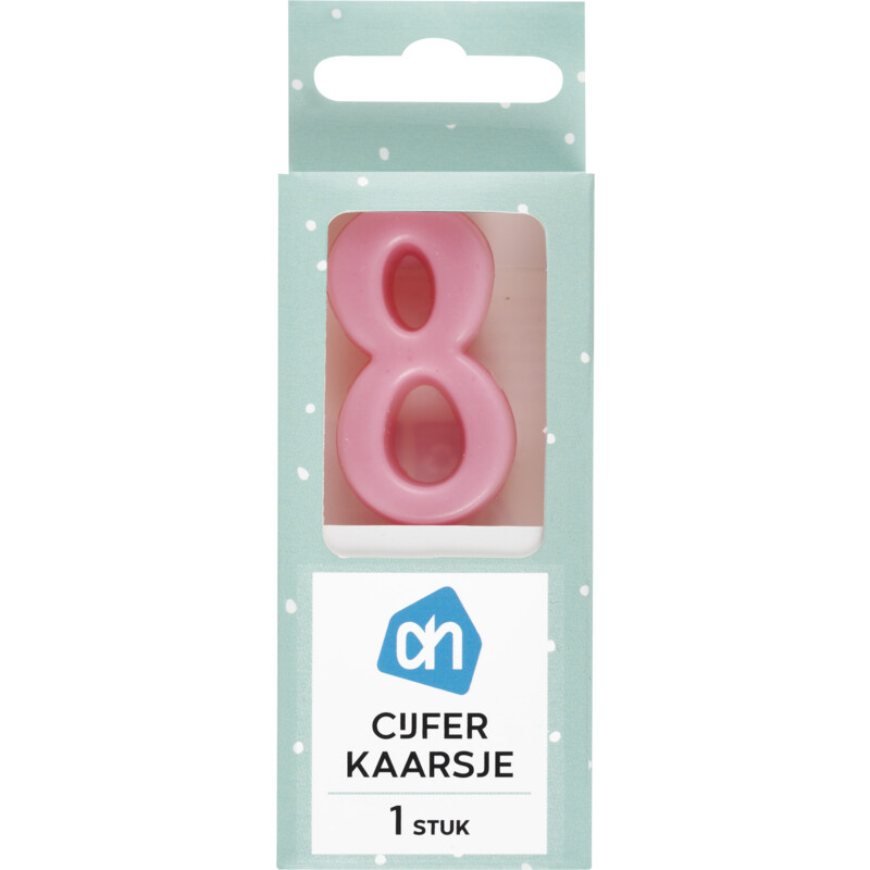 Een afbeelding van AH Kaars cijfer 8 kleur