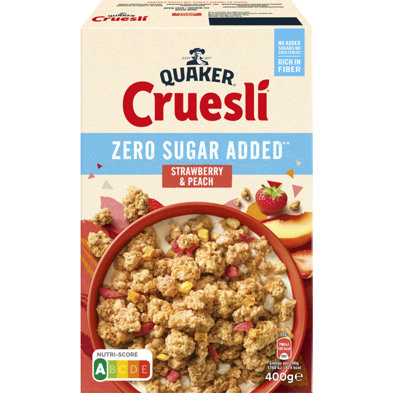 Een afbeelding van Quaker Zero sugar added strawberry & peach