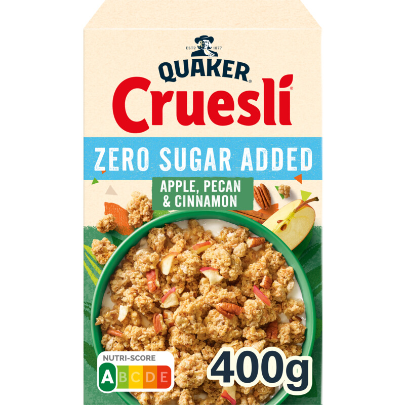 Een afbeelding van Quaker Zero sugar added apple, pecan & cinnamon
