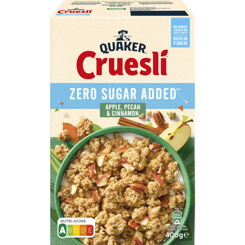 Een afbeelding van Quaker Zero sugar added apple, pecan & cinnamon