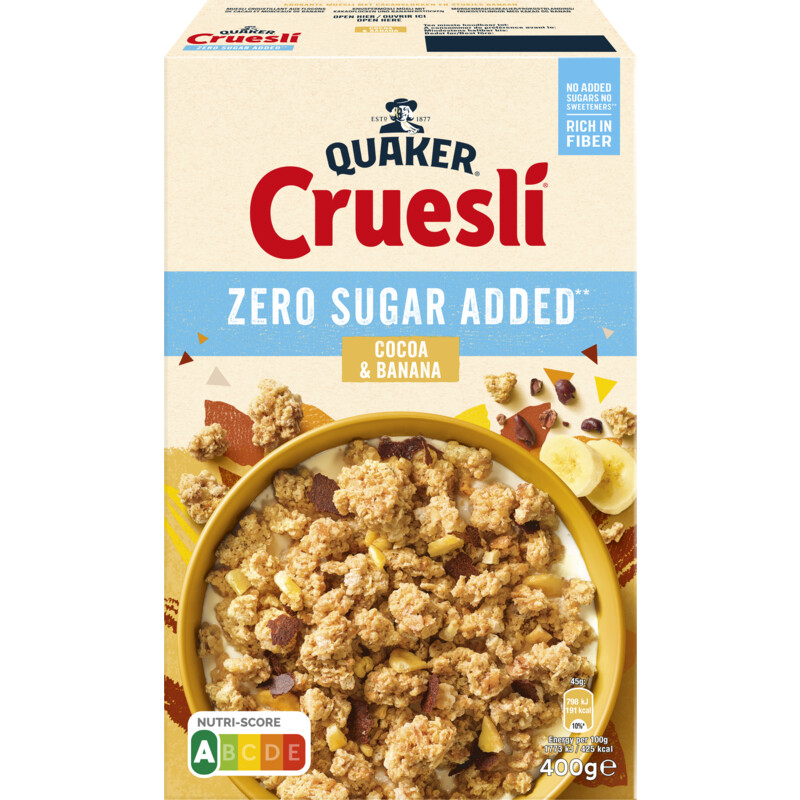 Een afbeelding van Quaker Zero sugar added cocoa & banana