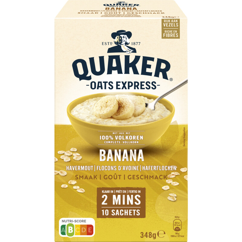 Een afbeelding van Quaker Oats express banana havermout