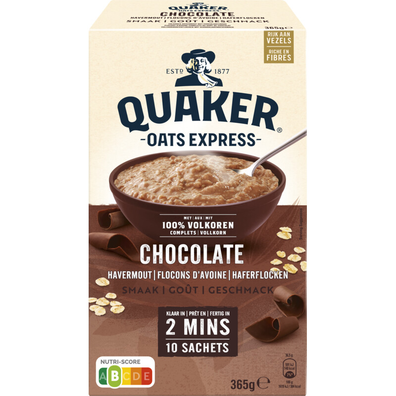 Een afbeelding van Quaker Oats express chocolate havermout