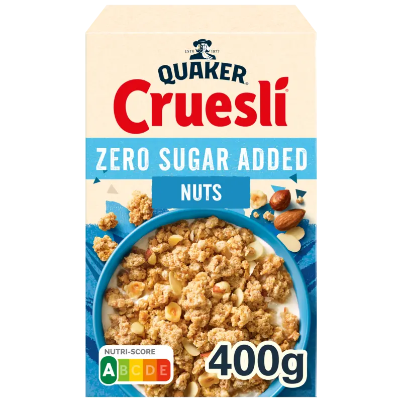 Quaker Cruesli zero sugar added nuts