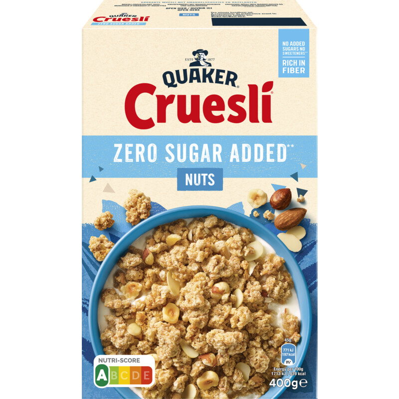 Een afbeelding van Quaker Cruesli zero sugar added nuts