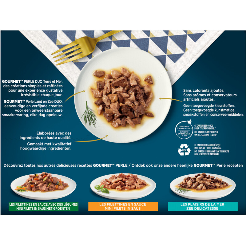 Een afbeelding van Gourmet Perle land en zee duo minifilets in saus