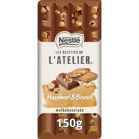 Een afbeelding van L'Atelier Melkchocoladereep hazelnoot & biscuit