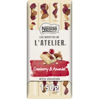 Afbeelding van L'Atelier Witte chocoladereep amandel & cranberry