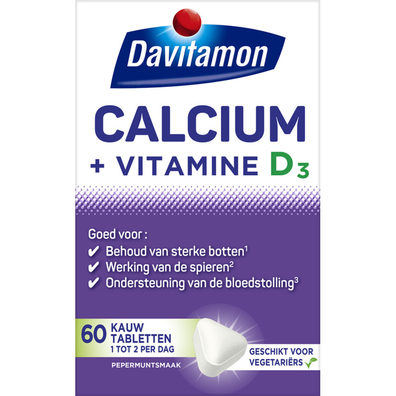 Een afbeelding van Davitamon Calcium + vitamine D kauwtabletten mint