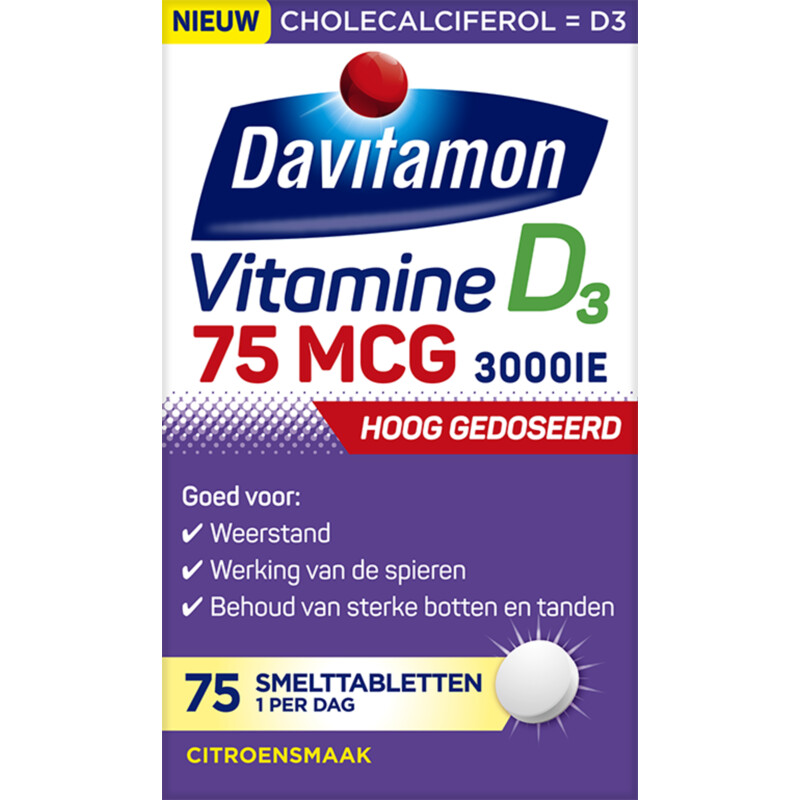Een afbeelding van Davitamon Vitamine D 75mcg smelttabletten