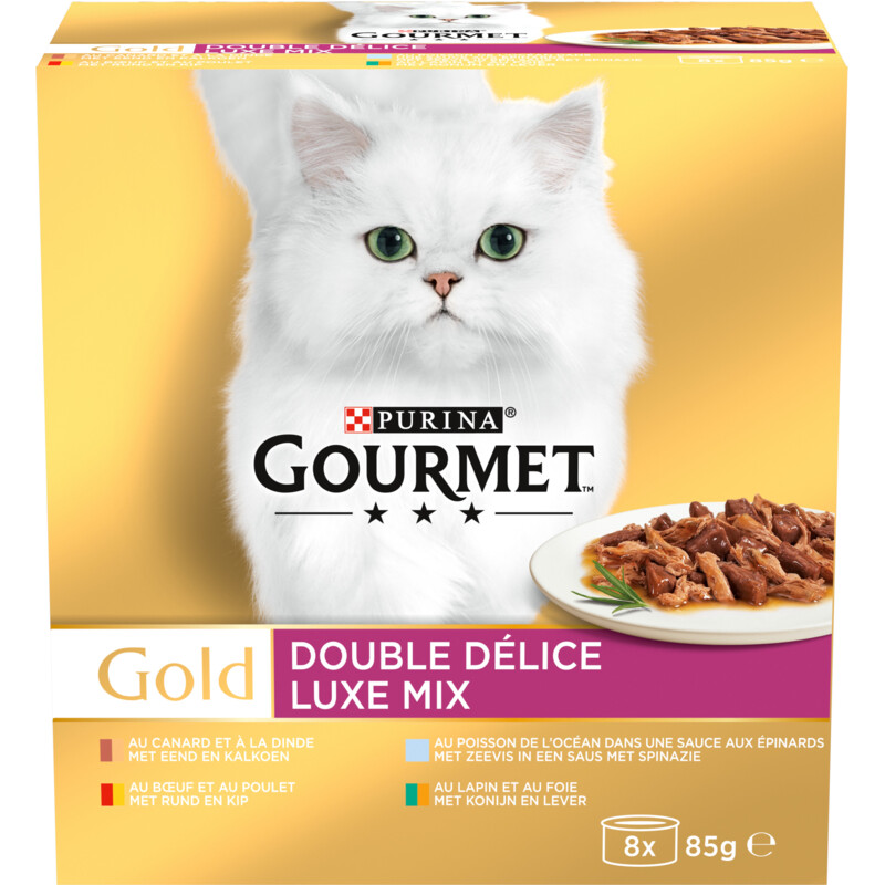 Een afbeelding van Gourmet Gold luxe mix met rund kip zeevis eend