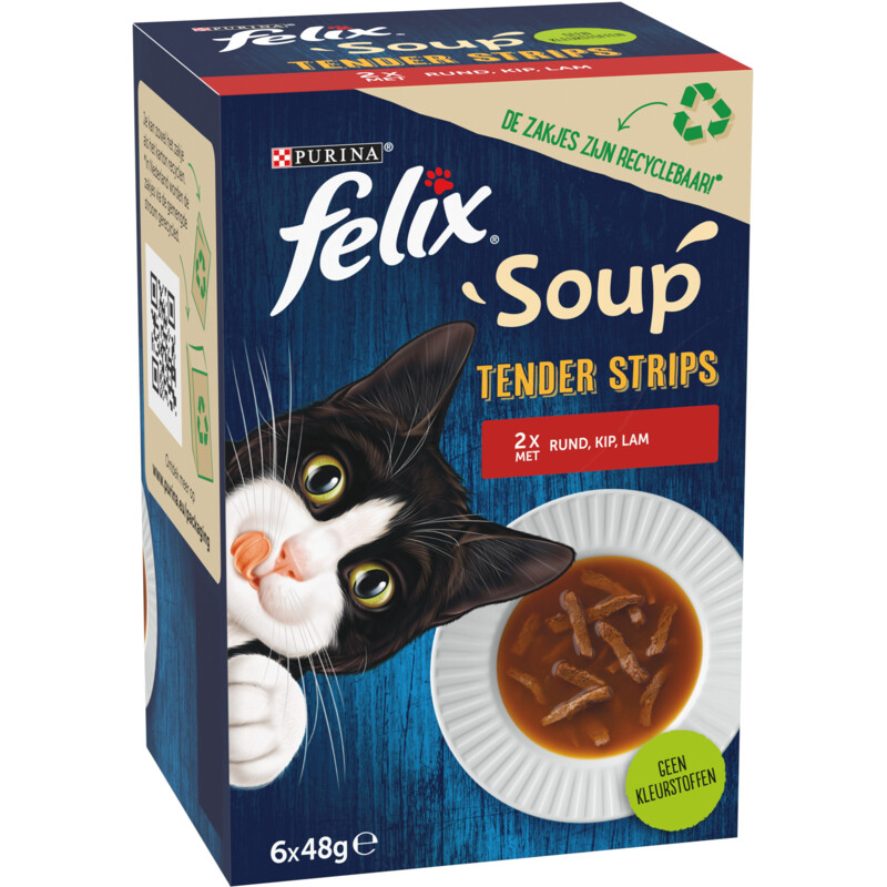 Een afbeelding van Felix Soup tender strips rund kip lam
