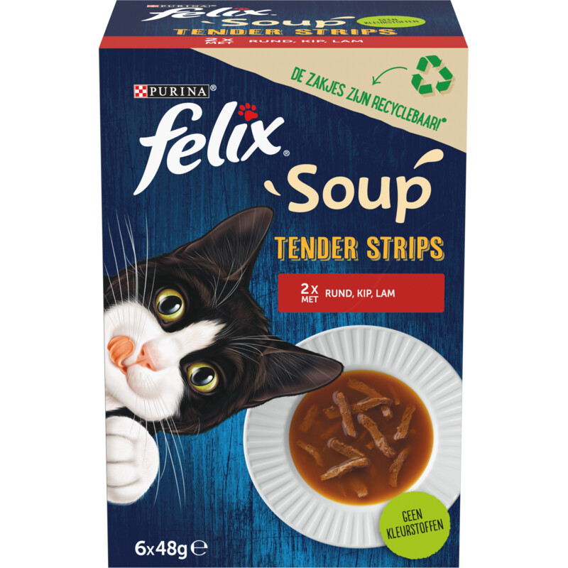 Een afbeelding van Felix Soup tender strips rund kip lam