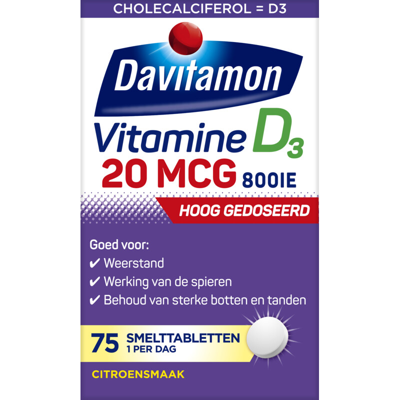 Een afbeelding van Davitamon Vitamine D3 forte smelt tabletten