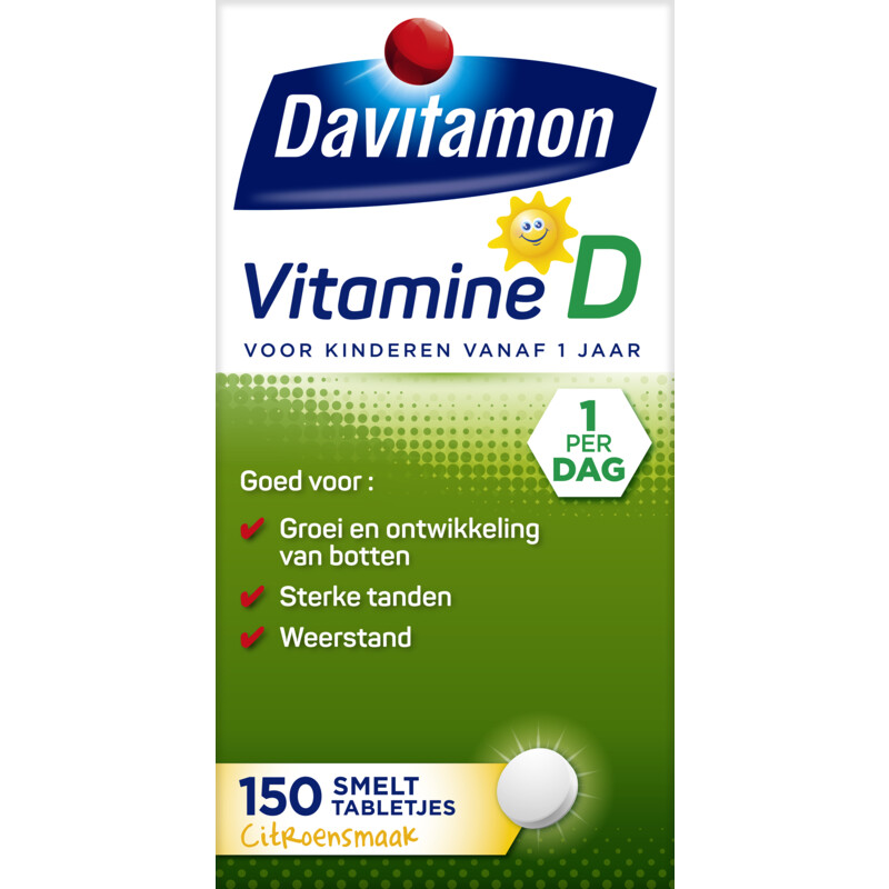 Een afbeelding van Davitamon Vitamine d citroensmaak smelttabletjes