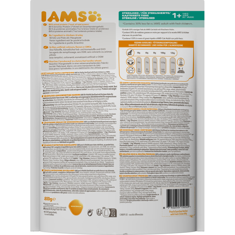 Een afbeelding van IAMS For vitality 1+ sterilised fresh chicken