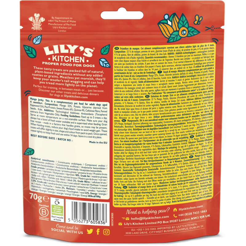 Een afbeelding van Lily's Kitchen Tropical mango jerky snack