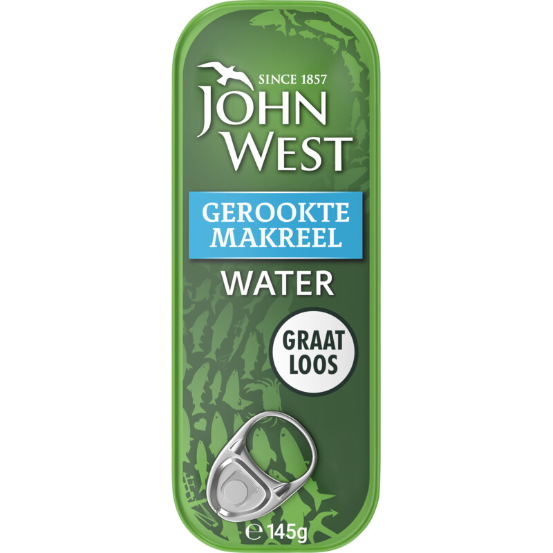 Een afbeelding van John West Gerookte makreel water
