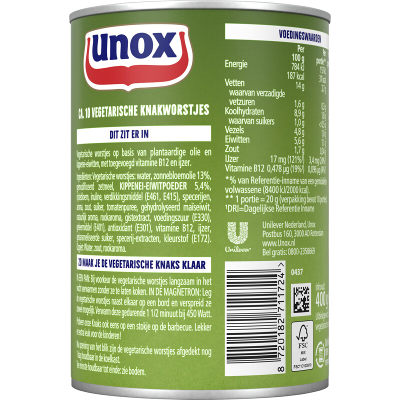 Een afbeelding van Unox Vegetarische knaks