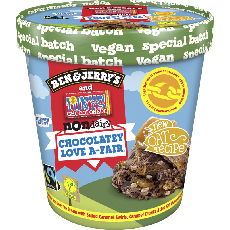 Een afbeelding van Ben & Jerry's Non-dairy tony's chocolonely love a-fair