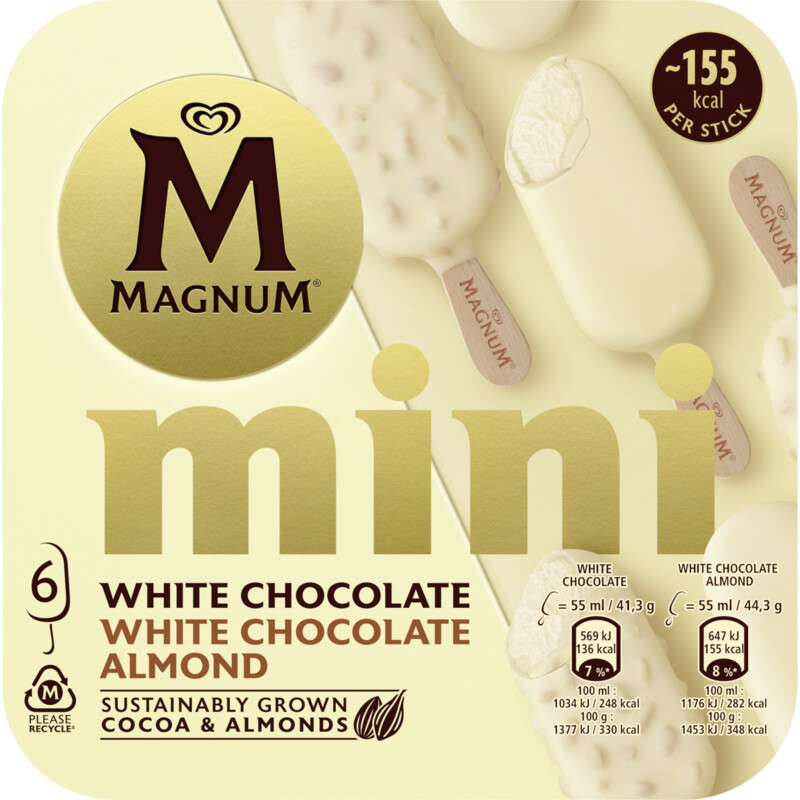 Een afbeelding van Magnum Mini white chocolate & white almond