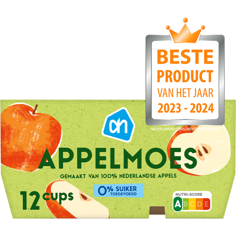 Een afbeelding van AH Appelmoes 0% suiker toegevoegd 12-pack