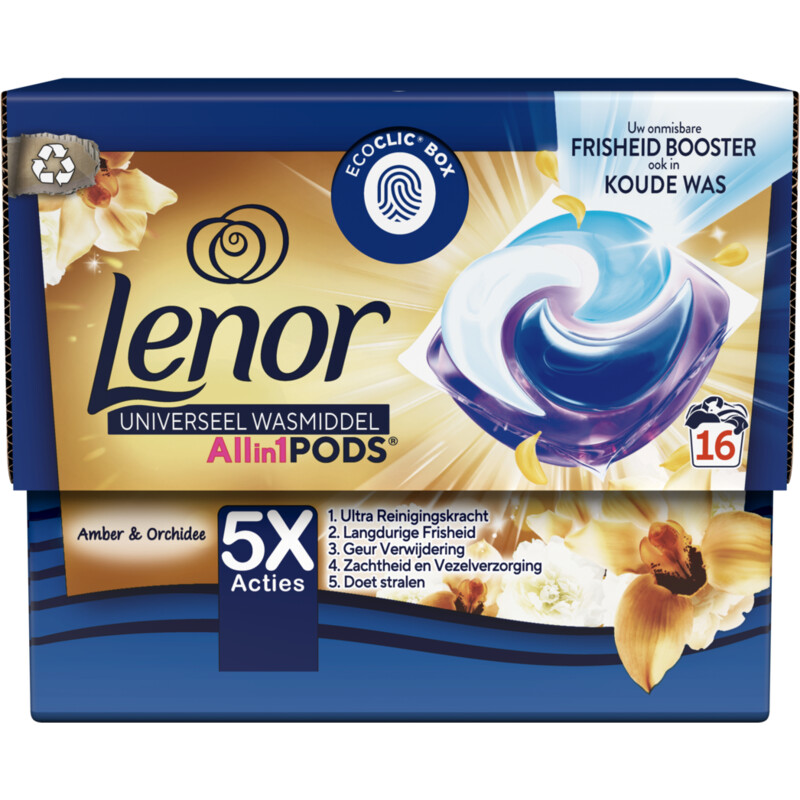 Een afbeelding van Lenor Pods gouden orchidee wasmiddelcapsules