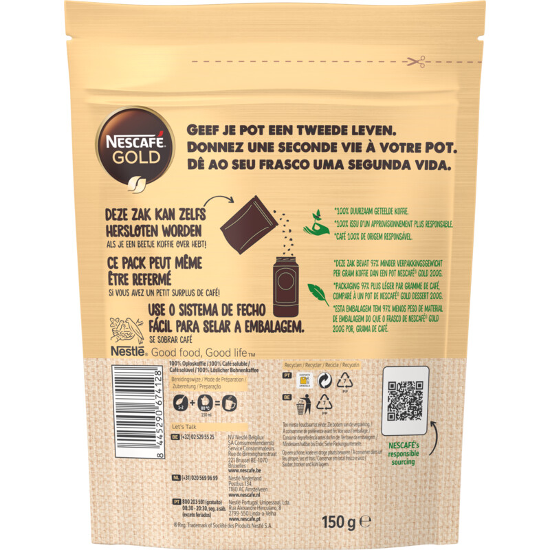 Een afbeelding van Nescafé Gold oploskoffie navulverpakking