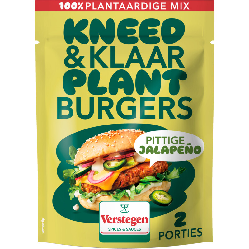 Een afbeelding van Verstegen Kneed & klaar plantburgers jalapeno
