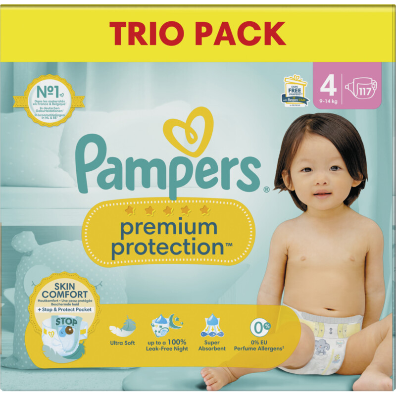 Een afbeelding van Pampers Premium protection luiers 4 3-pack