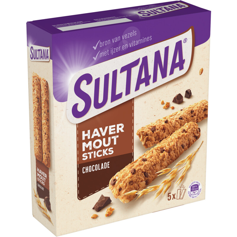 Een afbeelding van Sultana Havermoutsticks chocolade