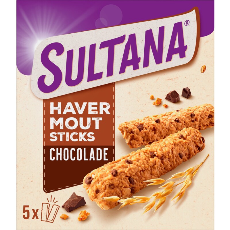 Een afbeelding van Sultana Havermoutsticks chocolade