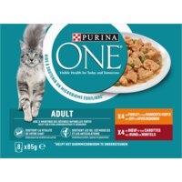 Een afbeelding van Purina ONE Adult reepjes in saus kip en rund