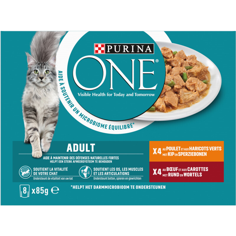 Purina ONE Adult reepjes in saus kip en rund