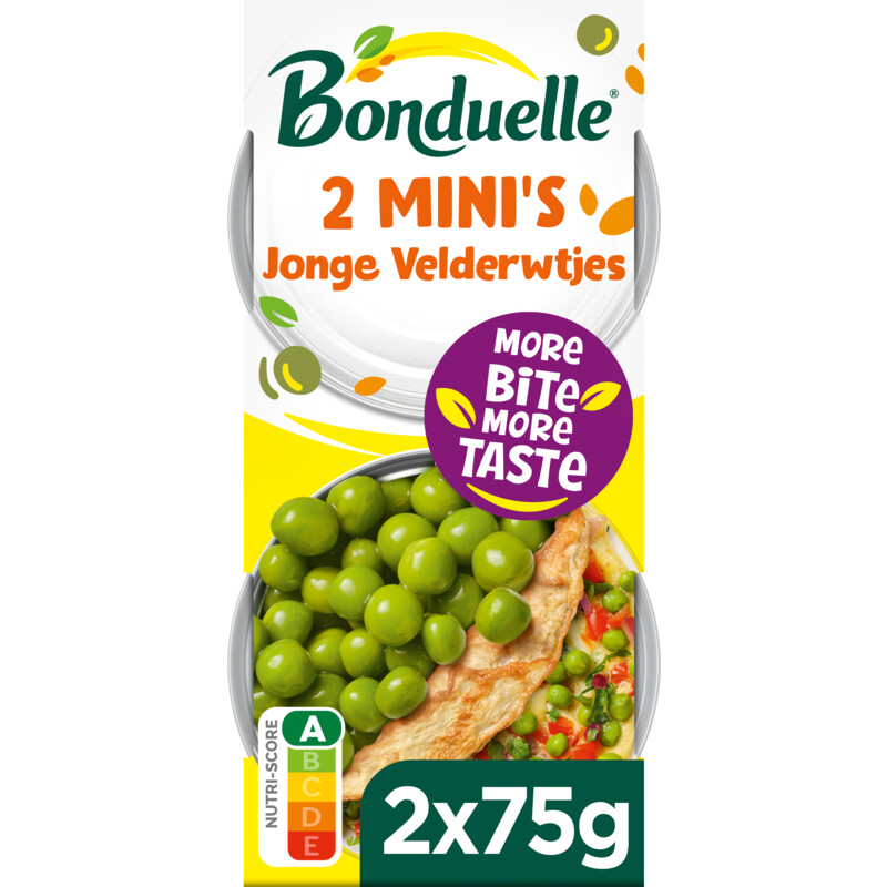 Een afbeelding van Bonduelle Jonge velderwtjes 2 mini's
