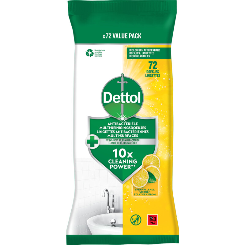 Een afbeelding van Dettol Antibacteriële schoonmaakdoekjes citroen