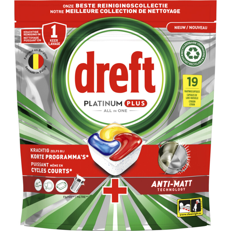 Een afbeelding van Dreft Platinum plus vaatwascapsules citroen