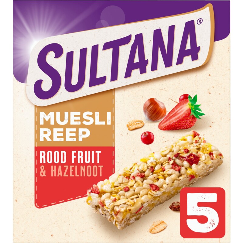 Een afbeelding van Sultana Mueslireep rood fruit & hazelnoot