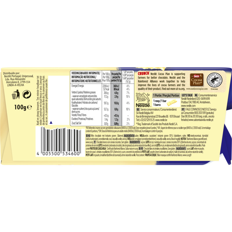 Een afbeelding van Nestlé Crunch witte chocolade reep