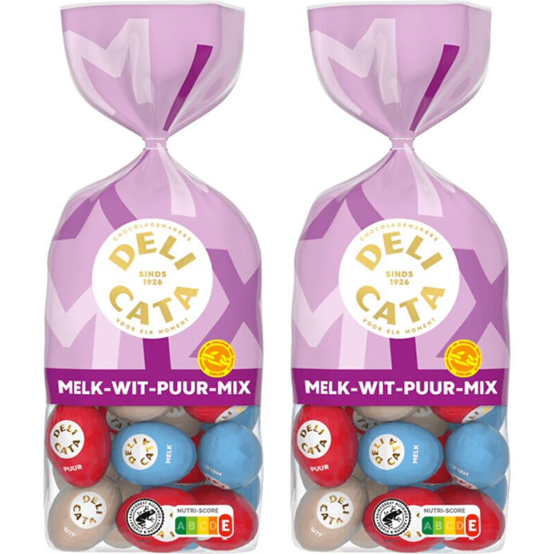 Een afbeelding van Delicata Paaseitjes melk-wit-puur-mix 2-pack