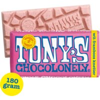 Een afbeelding van Tony's Chocolonely Wit framboos knettersuiker