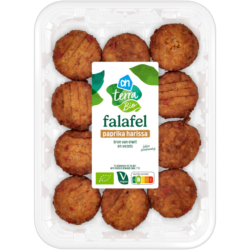 Een afbeelding van AH Terra Biologisch falafel paprika harissa