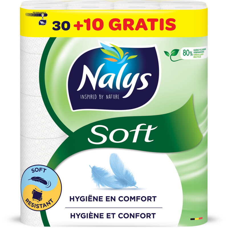 Een afbeelding van Nalys Soft toiletpapier 30+10 gratis