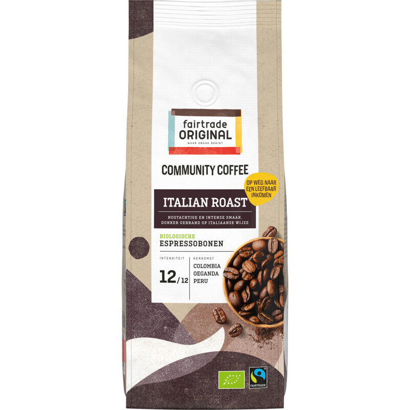Een afbeelding van Fairtrade Original Community coffee Italian roast bonen