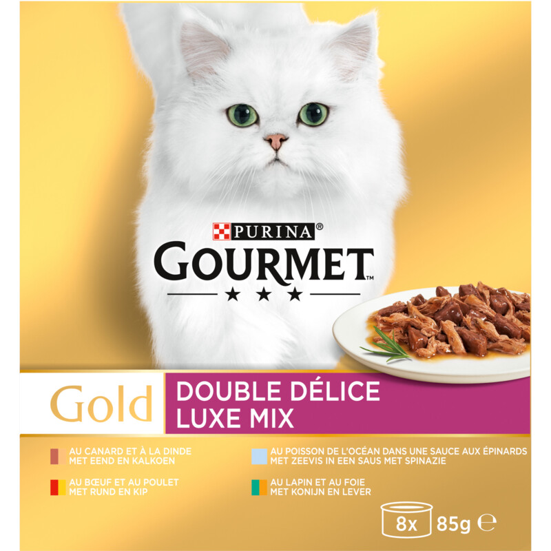 Een afbeelding van Gourmet Gold luxe mix met rund kip zeevis eend
