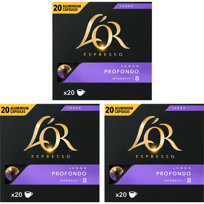 Een afbeelding van L'OR Lungo Profondo koffiecups 3-pack