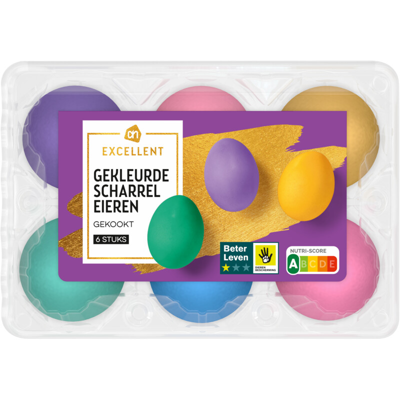 Een afbeelding van AH Excellent Gouden gekleurde eieren gekookt