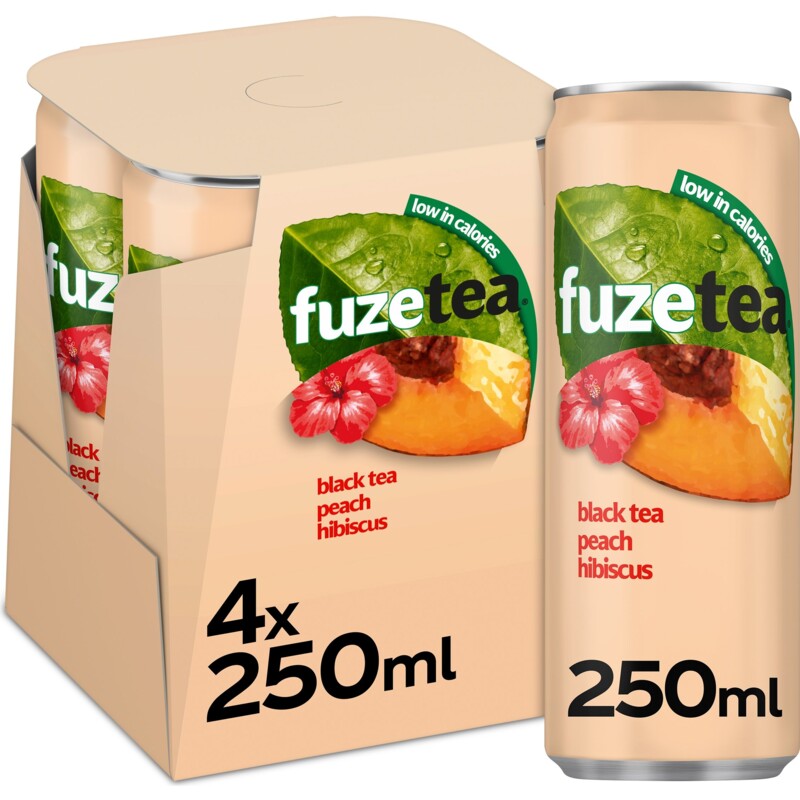 Fuze Tea Black ice tea peach hibiscus 4pack reserveren Albert Heijn